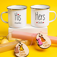 His & Hers- Λαμπάδες Με Κούπες Vintage Εμαγιέ