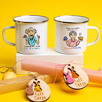 Παππούς & Γιαγιά - Λαμπάδες Με Κούπες Vintage Εμαγιέ