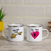 Key to my heart - Κούπες Vintage Eμαγιέ