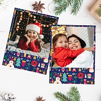 Blue Pattern Xmas - Polaroid