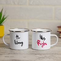 Mr Wrong & Mrs Right - Κούπα Vintage Eμαγιέ