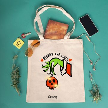 Grinchie Xmas - Πάνινη Τσάντα - Λευκό