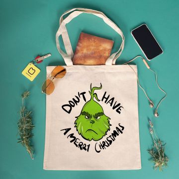 Grinchie Xmas -  Πάνινη Τσάντα - Λευκό