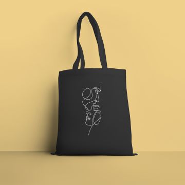 Minimal Couple - Πάνινη Τσάντα - Μαύρο