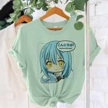 Blue Αnime  -  Organic Vegan T-Shirt Unisex - Μέντα