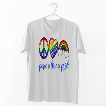 Peace Love Pride -  Organic Vegan T-Shirt Unisex - Λευκό