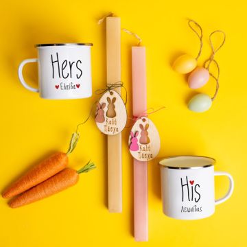 His & Hers- Λαμπάδες Με Κούπες Vintage Εμαγιέ