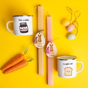 Nutella & Ψωμάκι - Λαμπάδες Με Κούπες Vintage Εμαγιέ