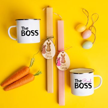 The Boss & The Real Boss - Λαμπάδες Με Κούπες Vintage Εμαγιέ