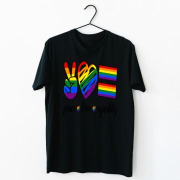 Peace Love Equality -  Organic Vegan T-Shirt Unisex - Μαύρο