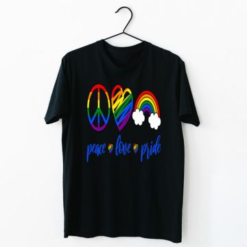 Peace Love Pride -  Organic Vegan T-Shirt Unisex - Μαύρο