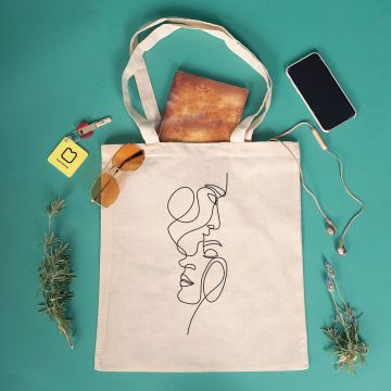 Minimal Couple - Πάνινη Τσάντα - Λευκό