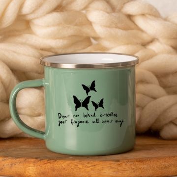 Butterfly - Κούπα Vintage Eμαγιέ - Μέντα