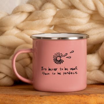 BE REAL - Κούπα Vintage Eμαγιέ - Ροζ