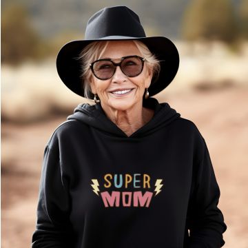 SUPER MOM - Hoodie - Μαύρο