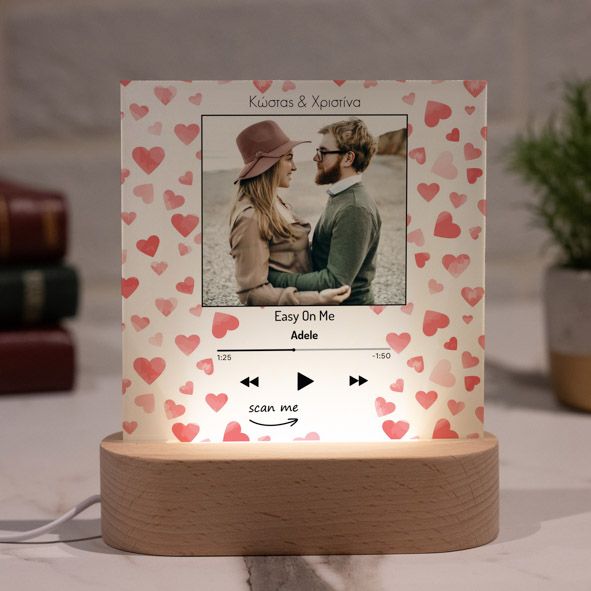Love - PlexiFrame με Ξύλινη LED Βάση