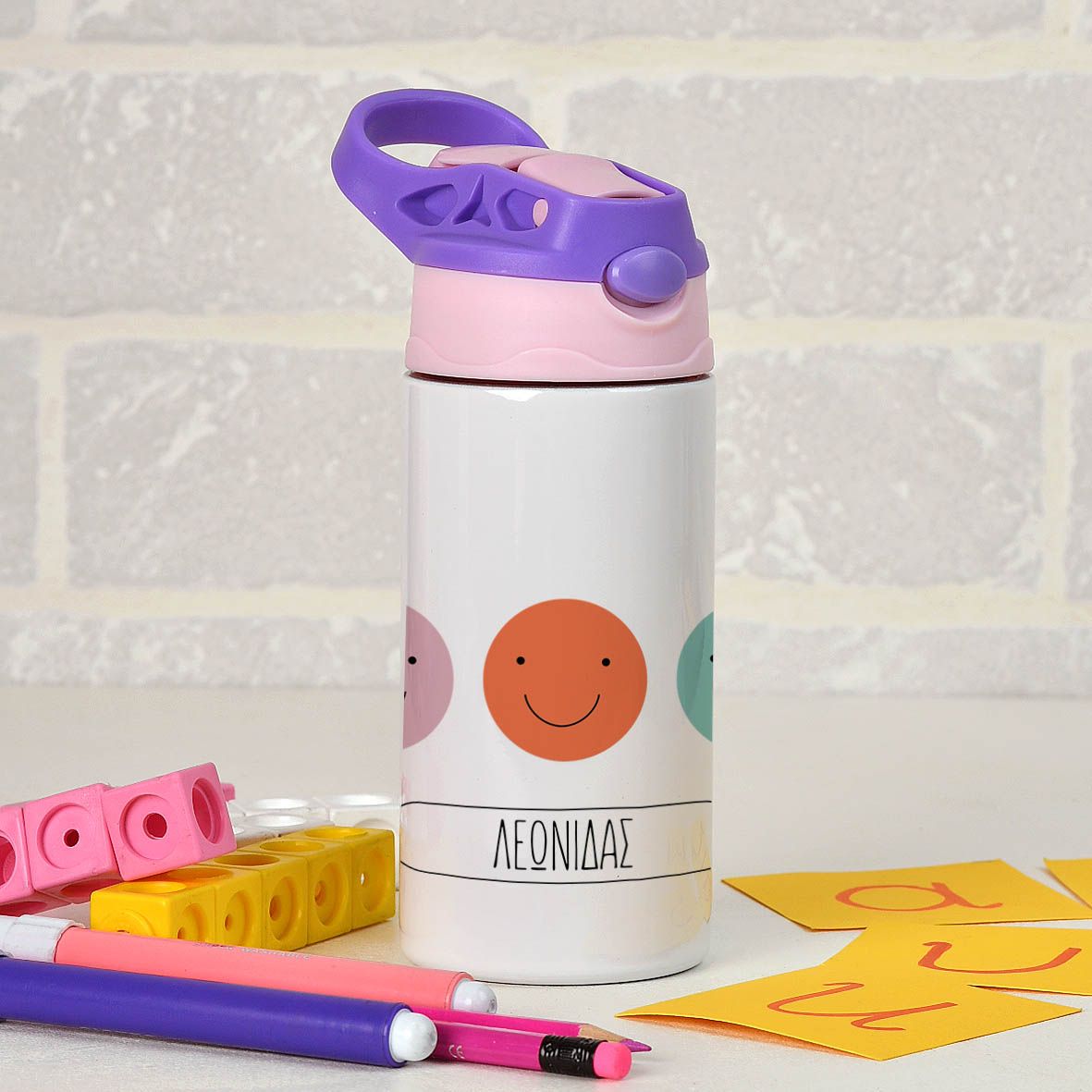 Happy Faces - Παγούρι Θερμός - Μωβ/Ροζ