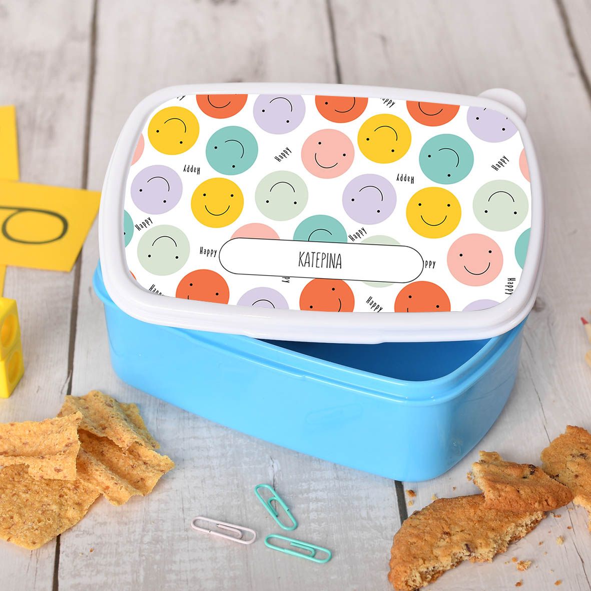 Happy Faces - Σχολικό Δοχείο Φαγητού - Μπλε