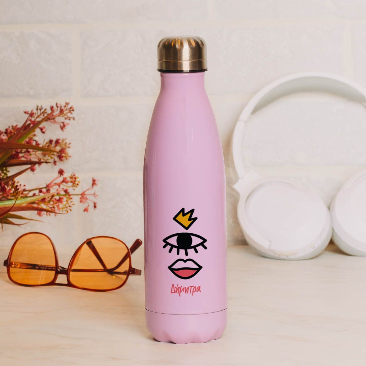 Eyes Pattern - Μπουκάλι Θερμός 500ml - Μωβ