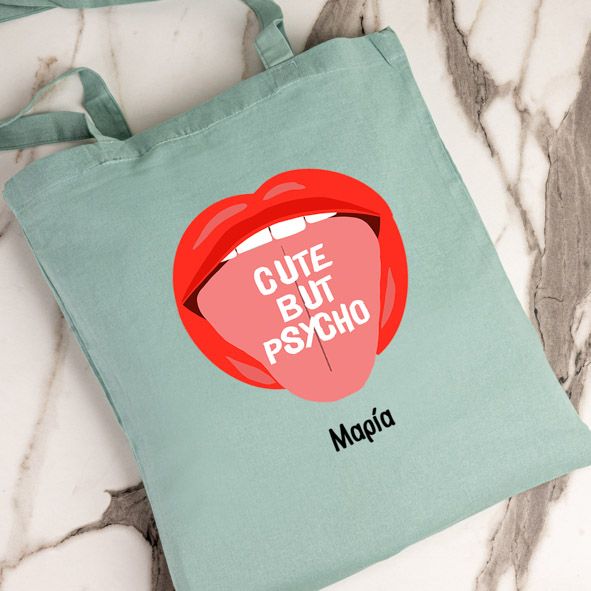 Cute but Psycho - Πάνινη τσάντα - Μέντα