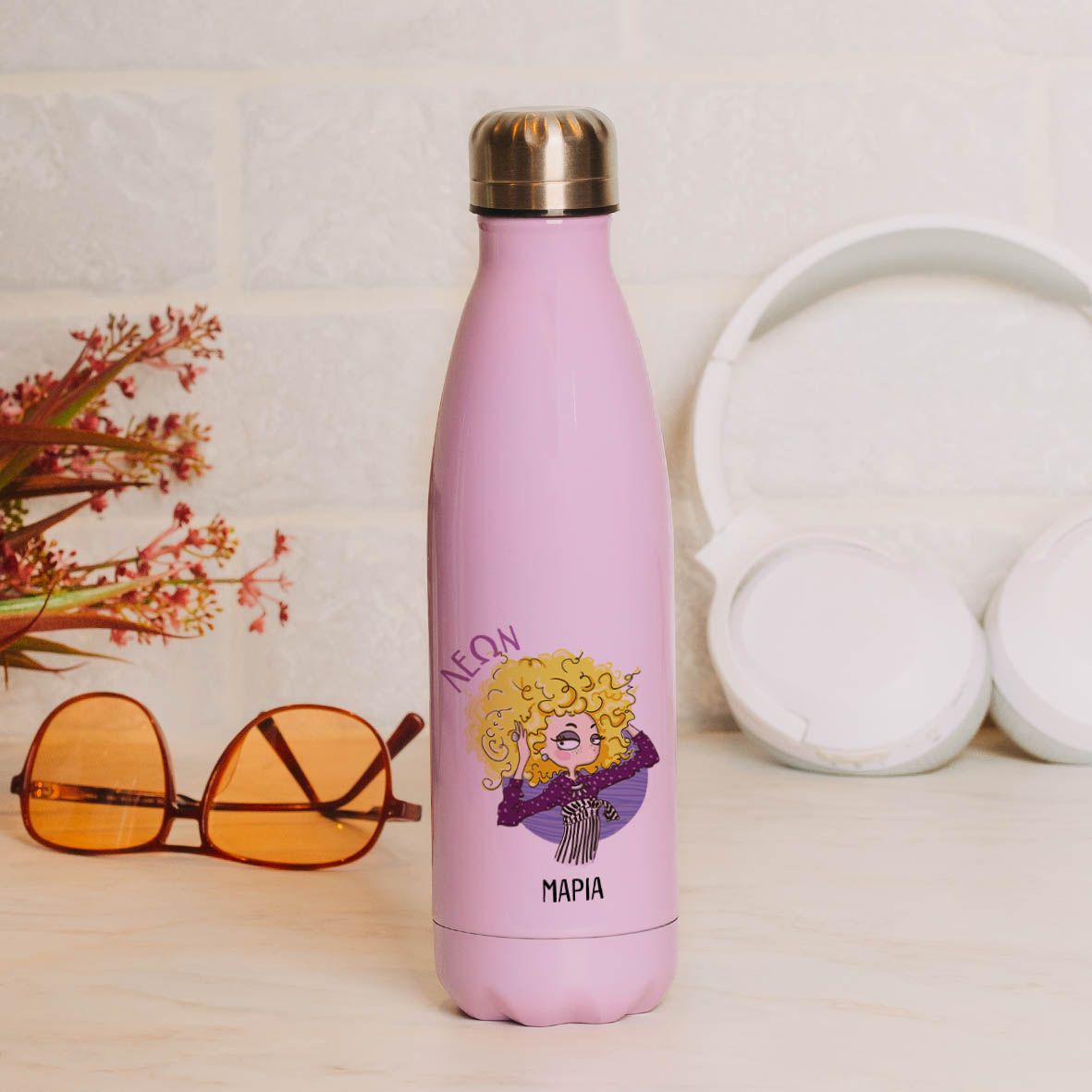 Λέων - Μπουκάλι Θερμός 500ml - Μωβ