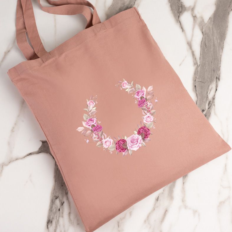 Στεφάνι Λουλουδίων - Πάνινη Τσάντα - Ροζ