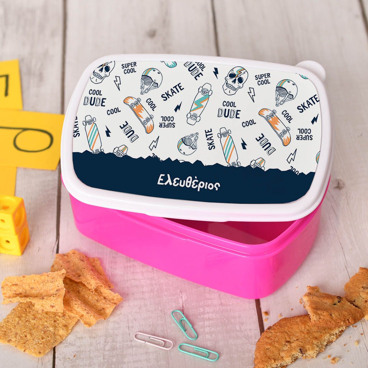 Skateboard - Σχολικό Δοχείο Φαγητού - Ροζ