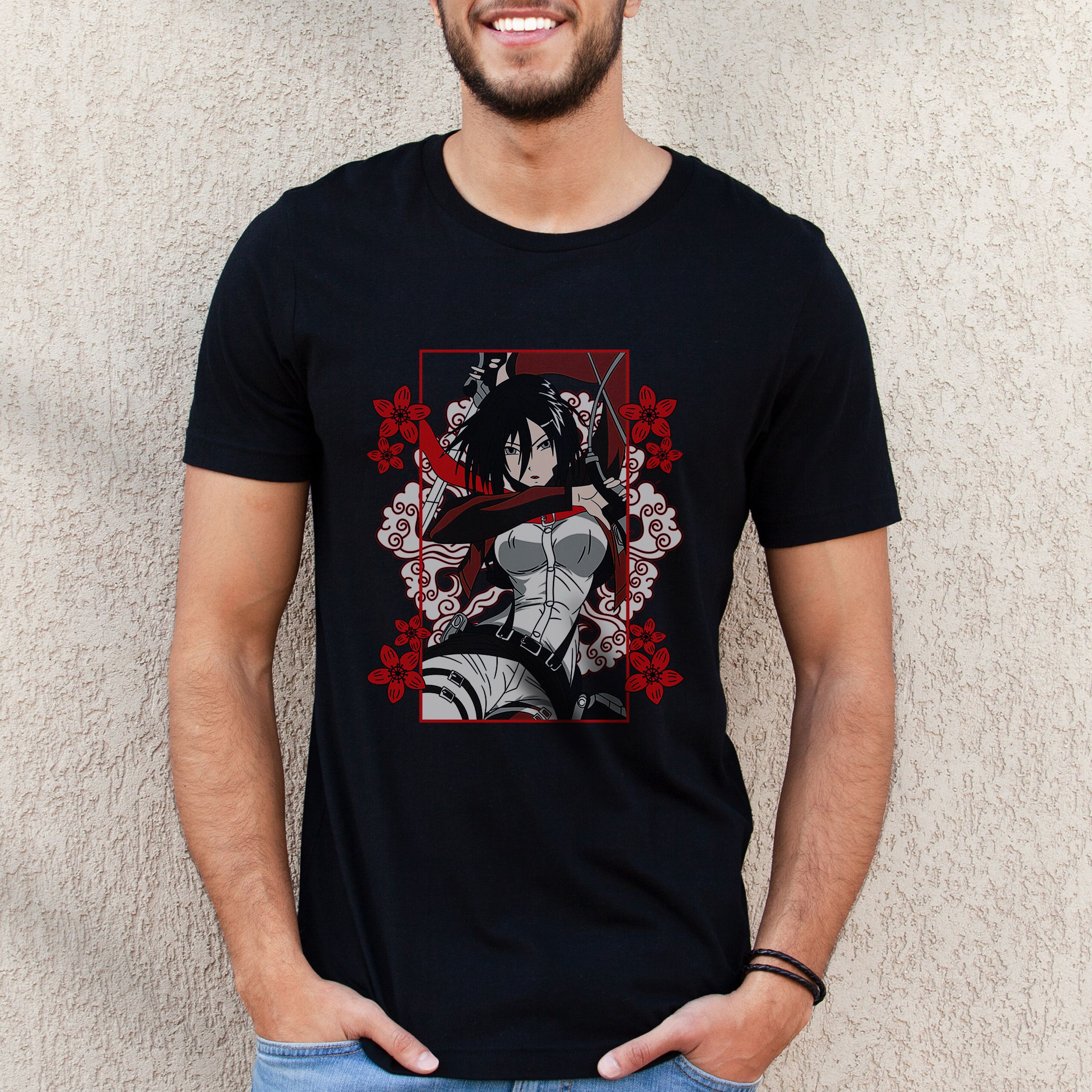 Mikasa Anime -  Organic Vegan T-Shirt Unisex - Μαύρο