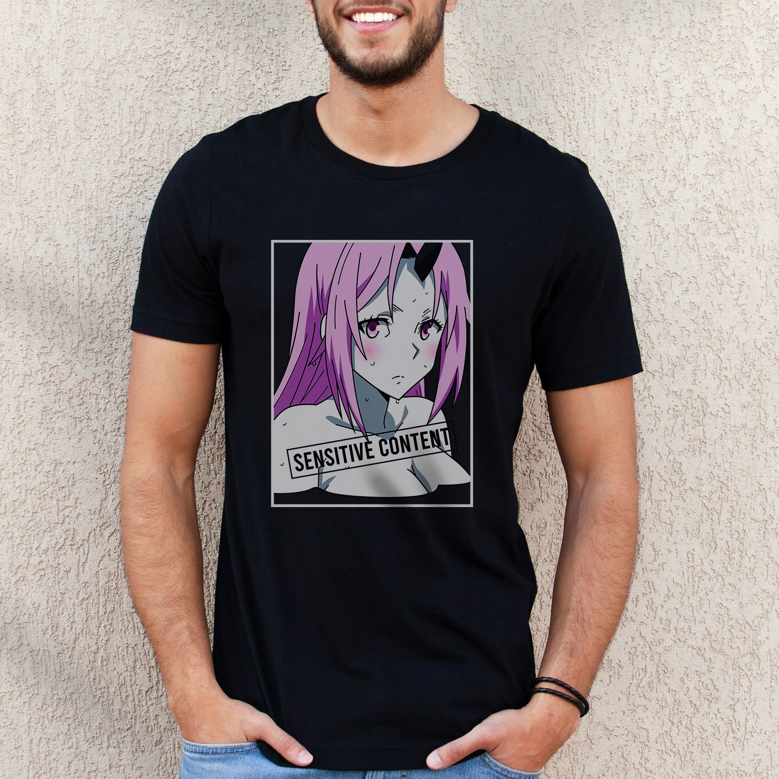 Purple Αnime  -  Organic Vegan T-Shirt Unisex - Μαύρο
