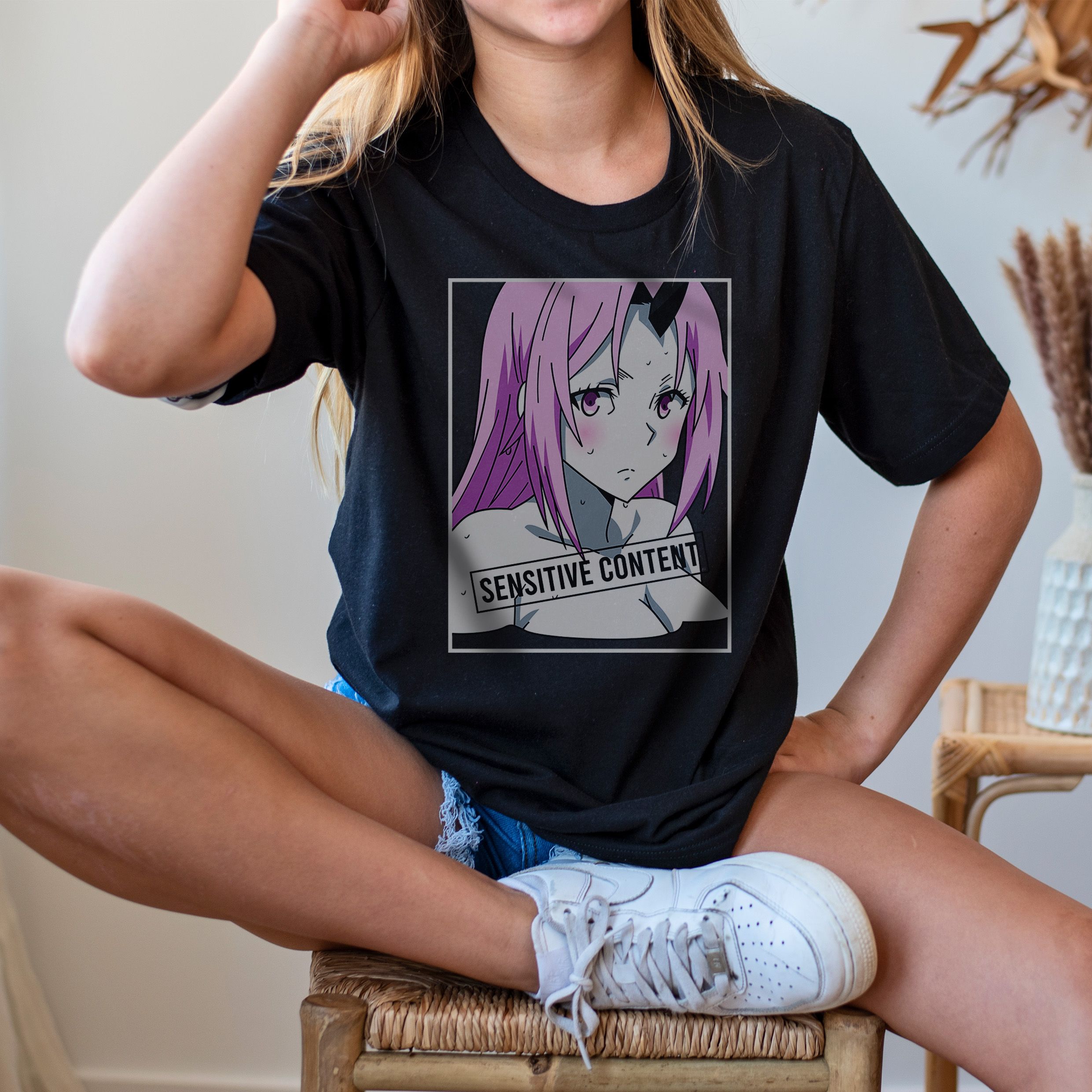 Purple Αnime  -  Organic Vegan T-Shirt Unisex - Μαύρο