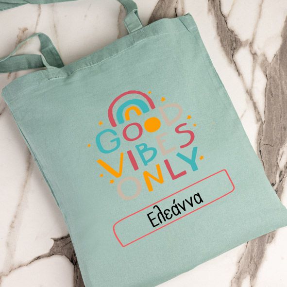 Good Vibes Only II- Πάνινη τσάντα - Μέντα