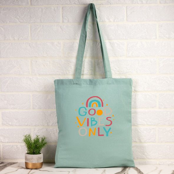 Good Vibes Only II- Πάνινη τσάντα - Μέντα