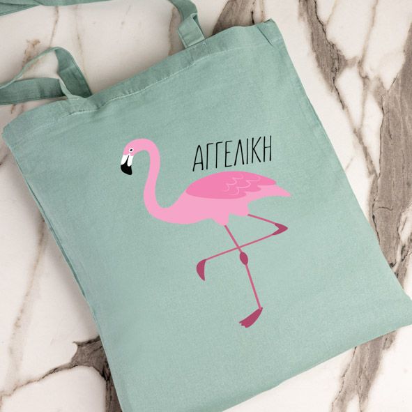 Flamingo - Πάνινη τσάντα - Μέντα