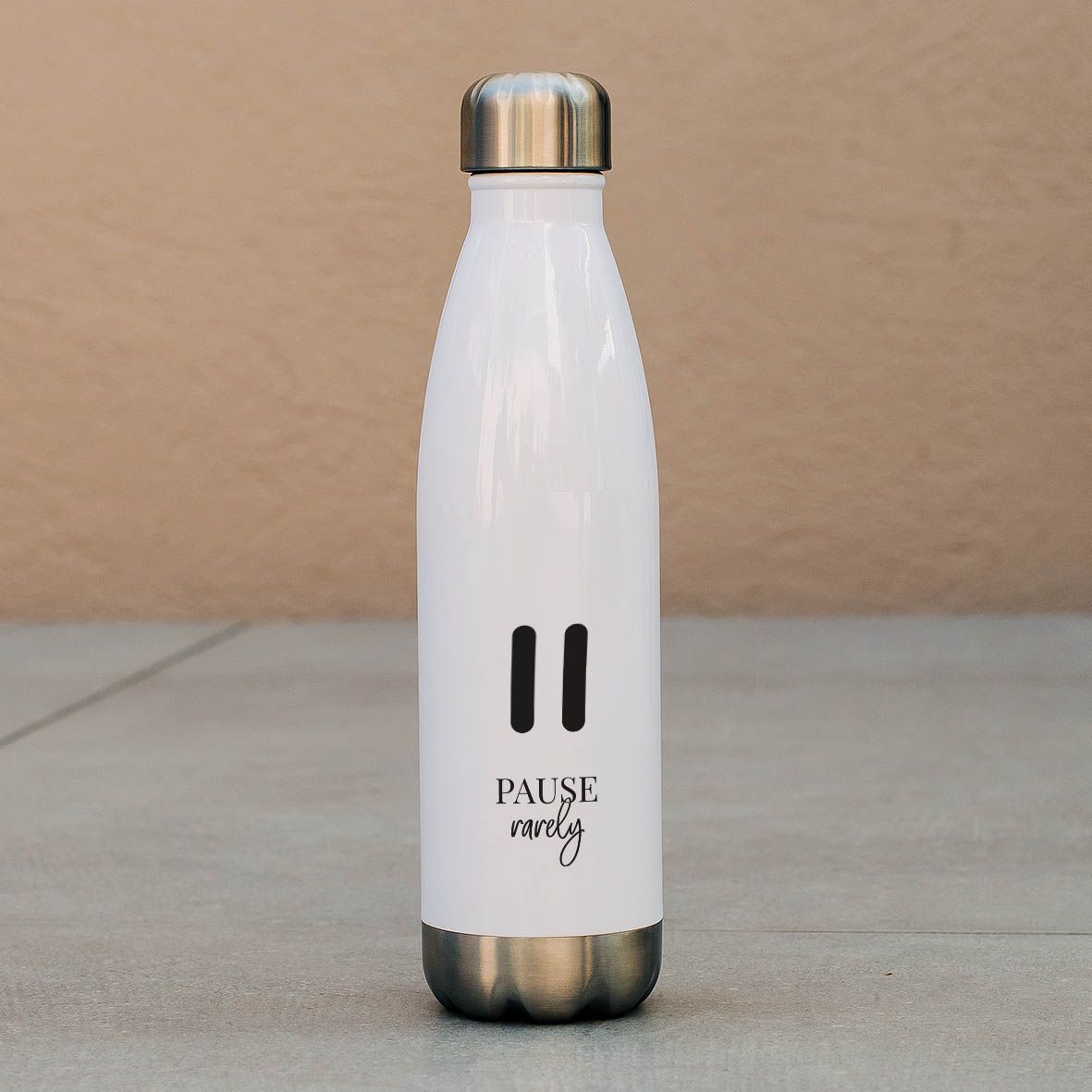 Play, Pause, Stop - Μπουκάλι Θερμός 500ml - Λευκό