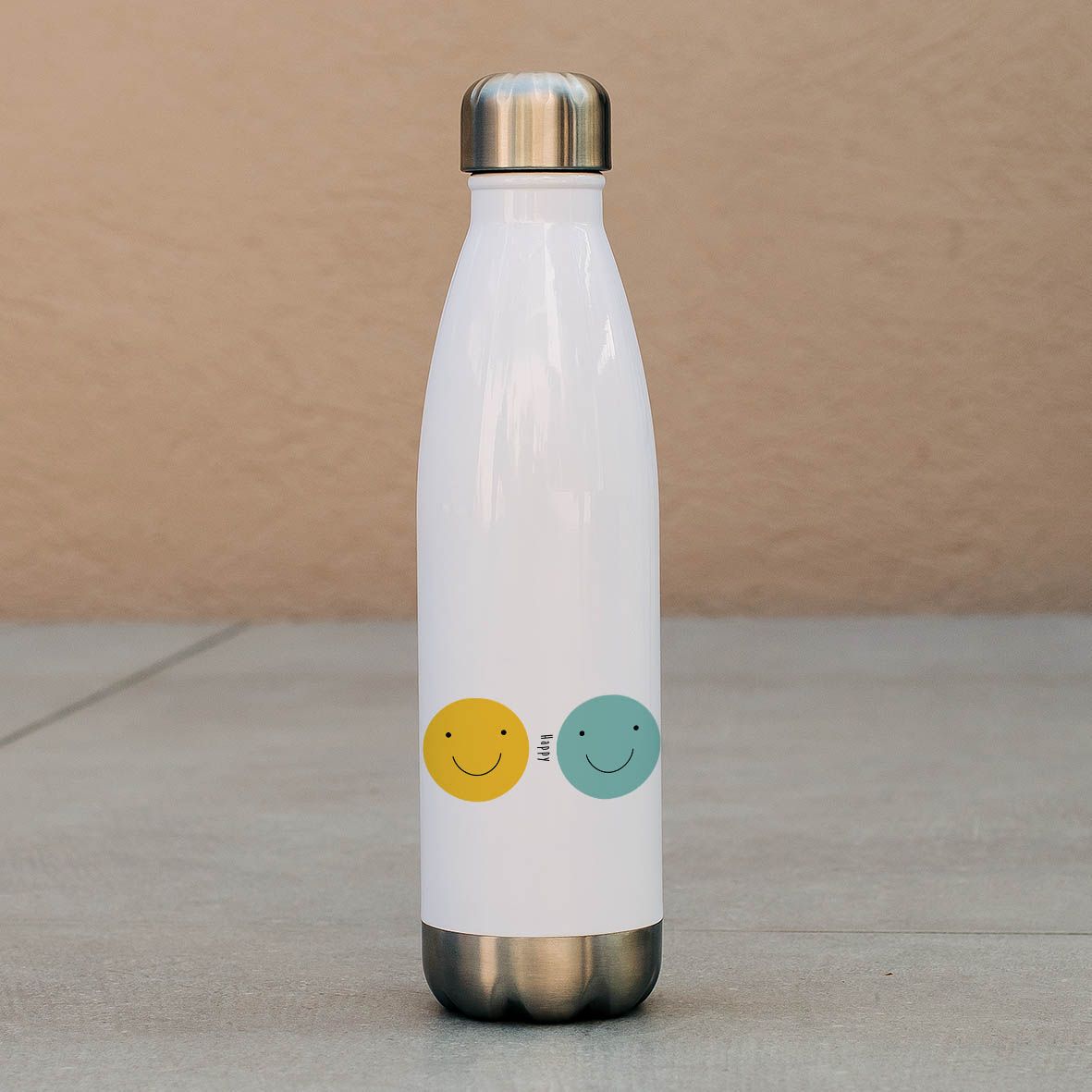 Happy Faces - Μπουκάλι Θερμός 500ml - Λευκό