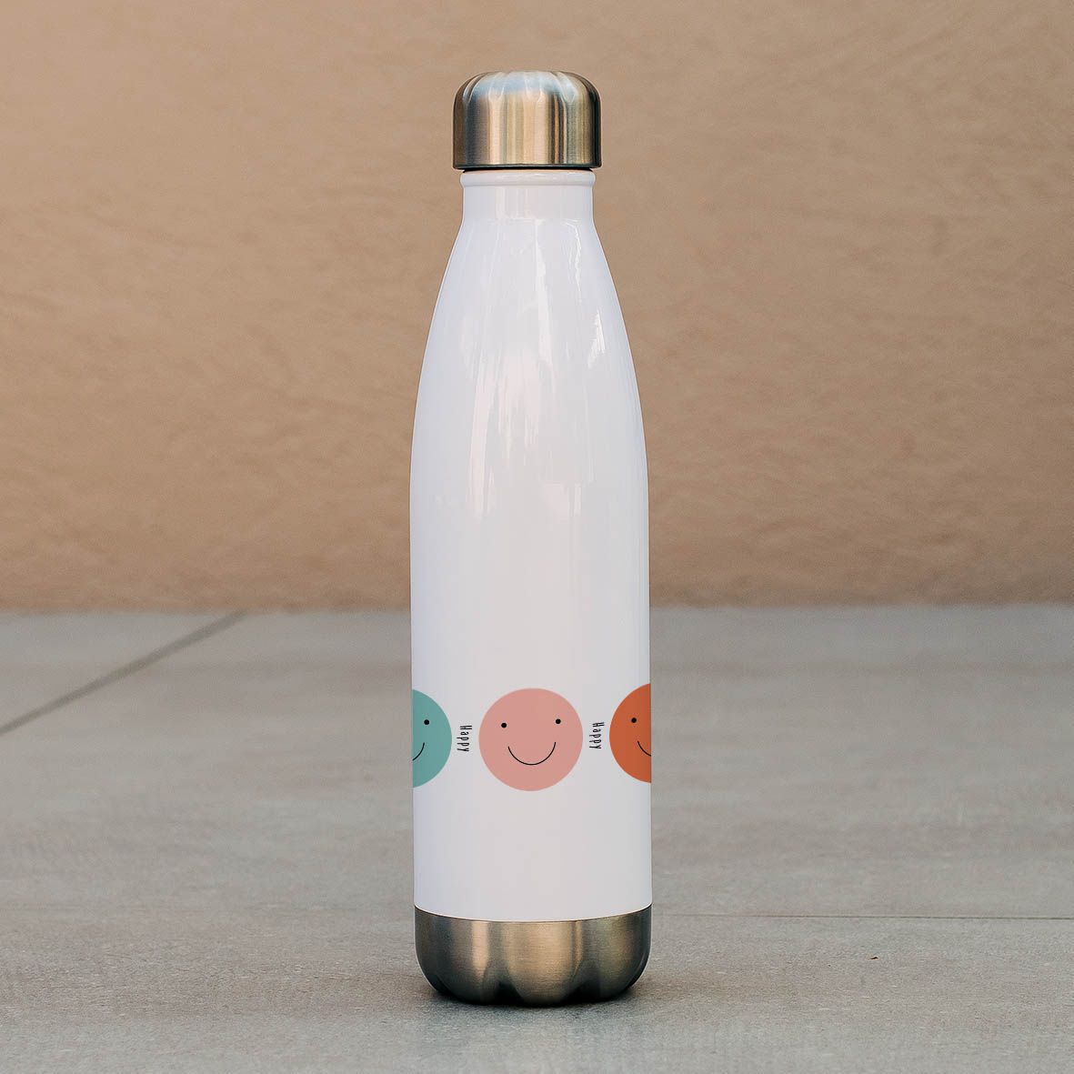 Happy Faces - Μπουκάλι Θερμός 500ml - Λευκό