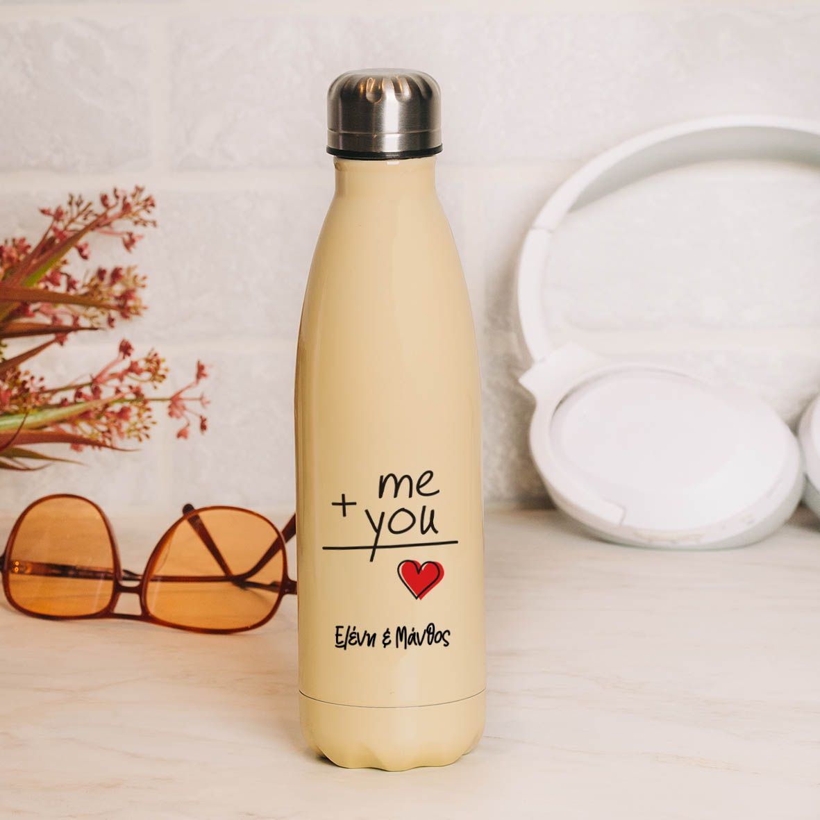 Me + You - Μπουκάλι Θερμός 500ml - Κίτρινο