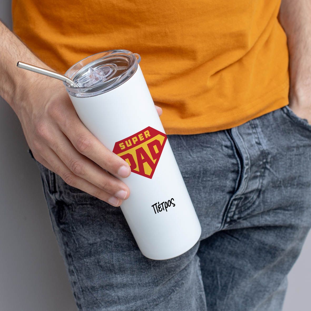 Super Dad-Man - Μπουκάλι θερμός 500ml - Λευκό