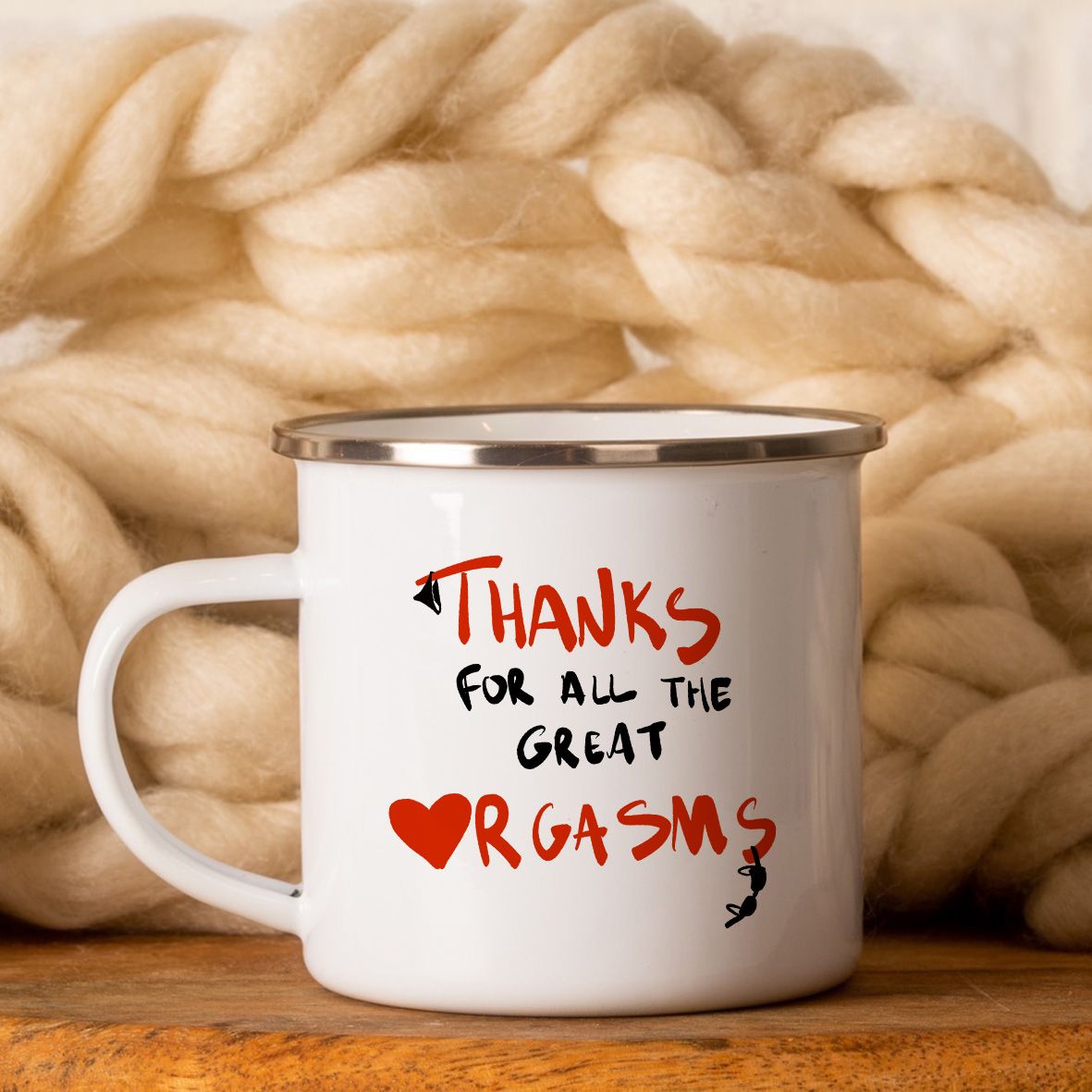 Orgasm - Κούπα Vintage Eμαγιέ - Λευκό