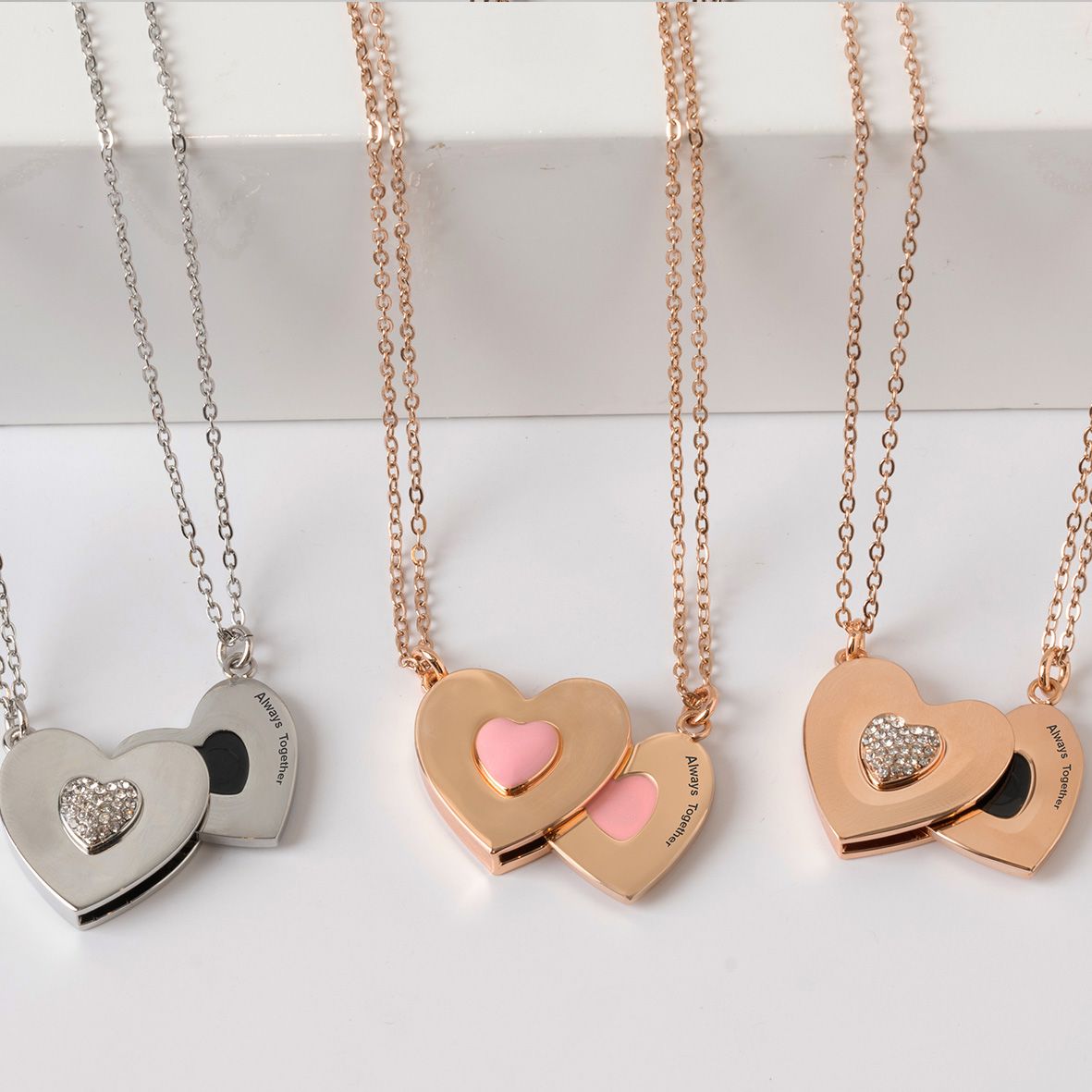 Always together -  Μενταγιόν Αγάπης με χάραξη Ασημί - Ασημί