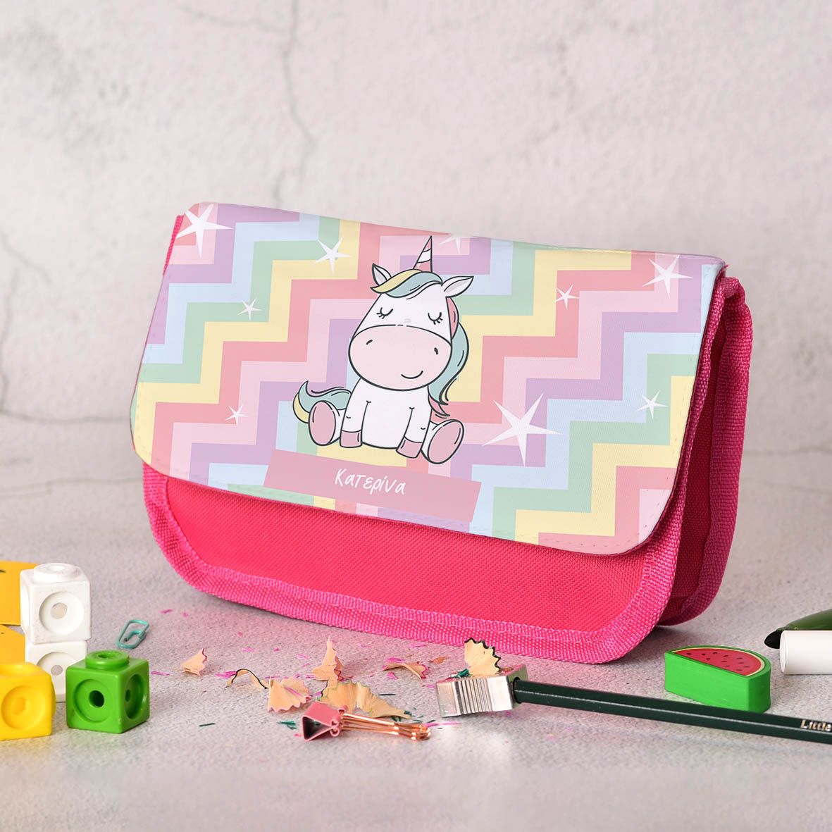 Unicorn - Κασετίνα Υφασμάτινη - Ροζ