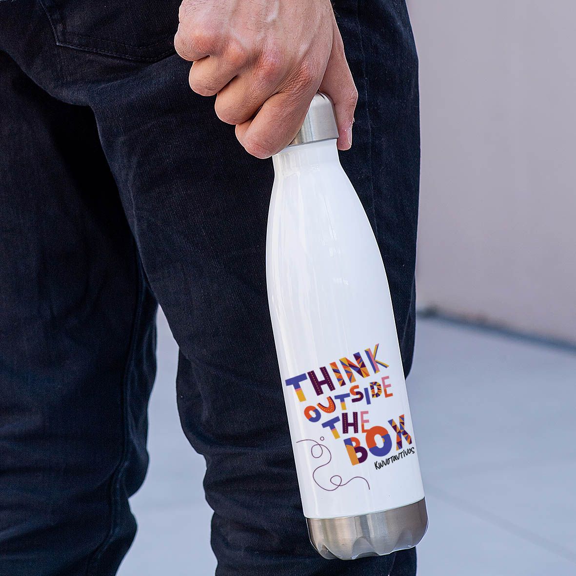 Think Outside The Box - Μπουκάλι Θερμός 500ml - Λευκό
