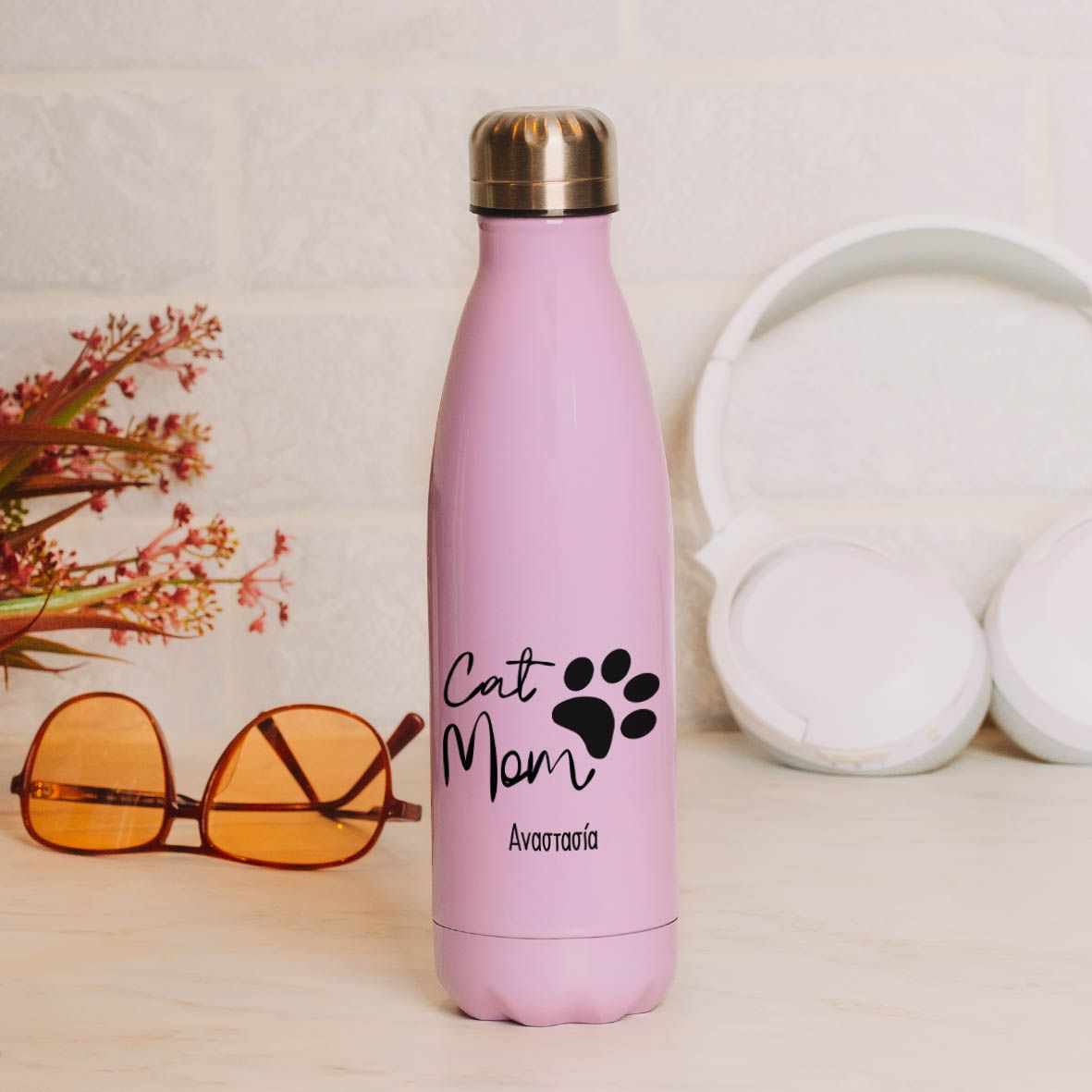 Cat Mom - Μπουκάλι Θερμός 500ml - Μωβ