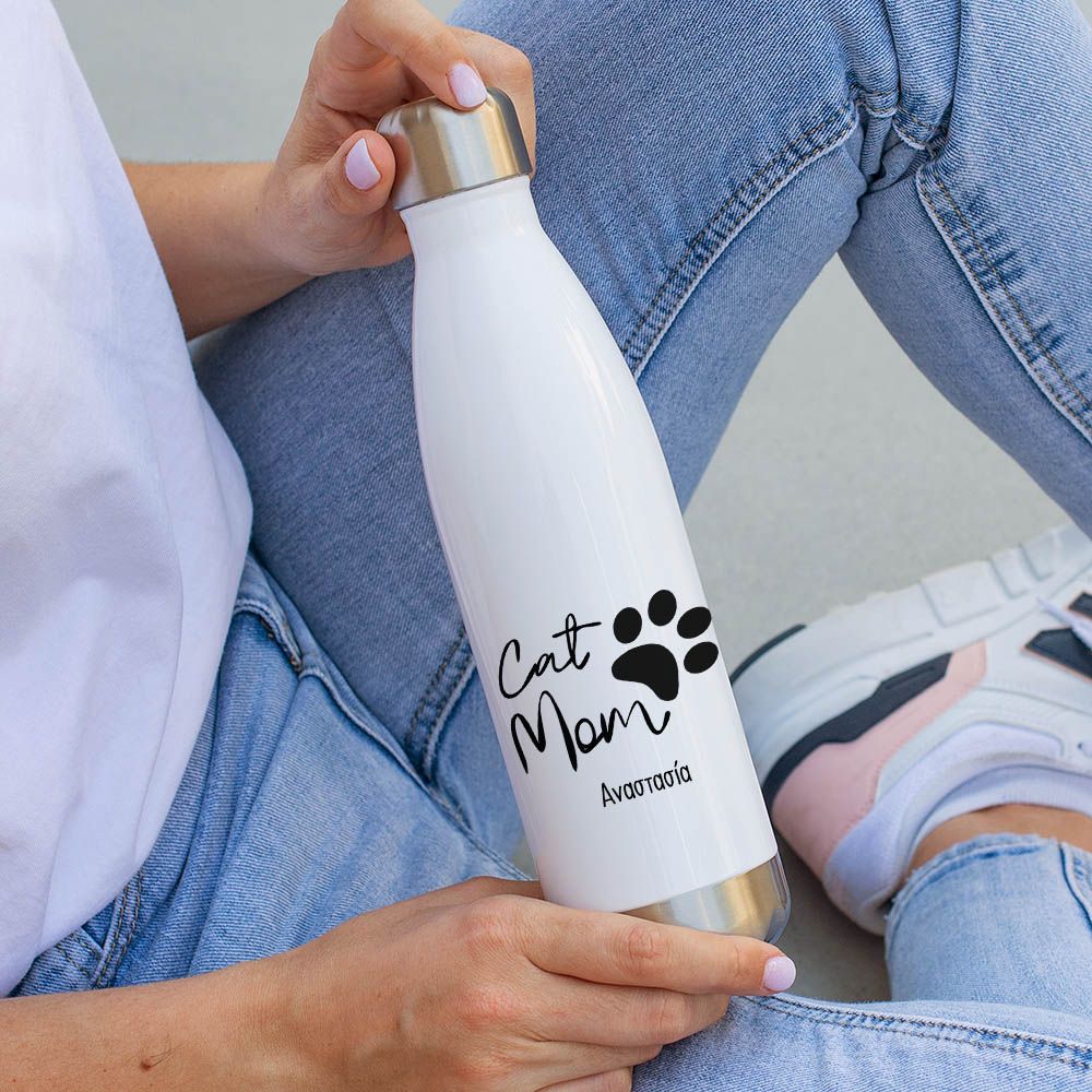 Cat Mom - Μπουκάλι Θερμός 500ml - Λευκό