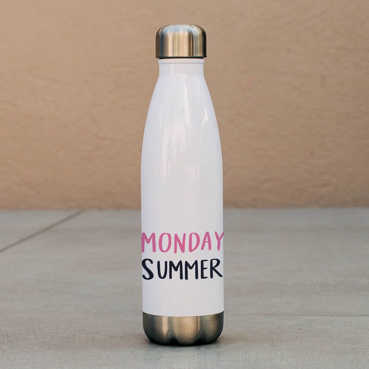 Less Monday More Summer - Μπουκάλι Θερμός 500ml - Λευκό