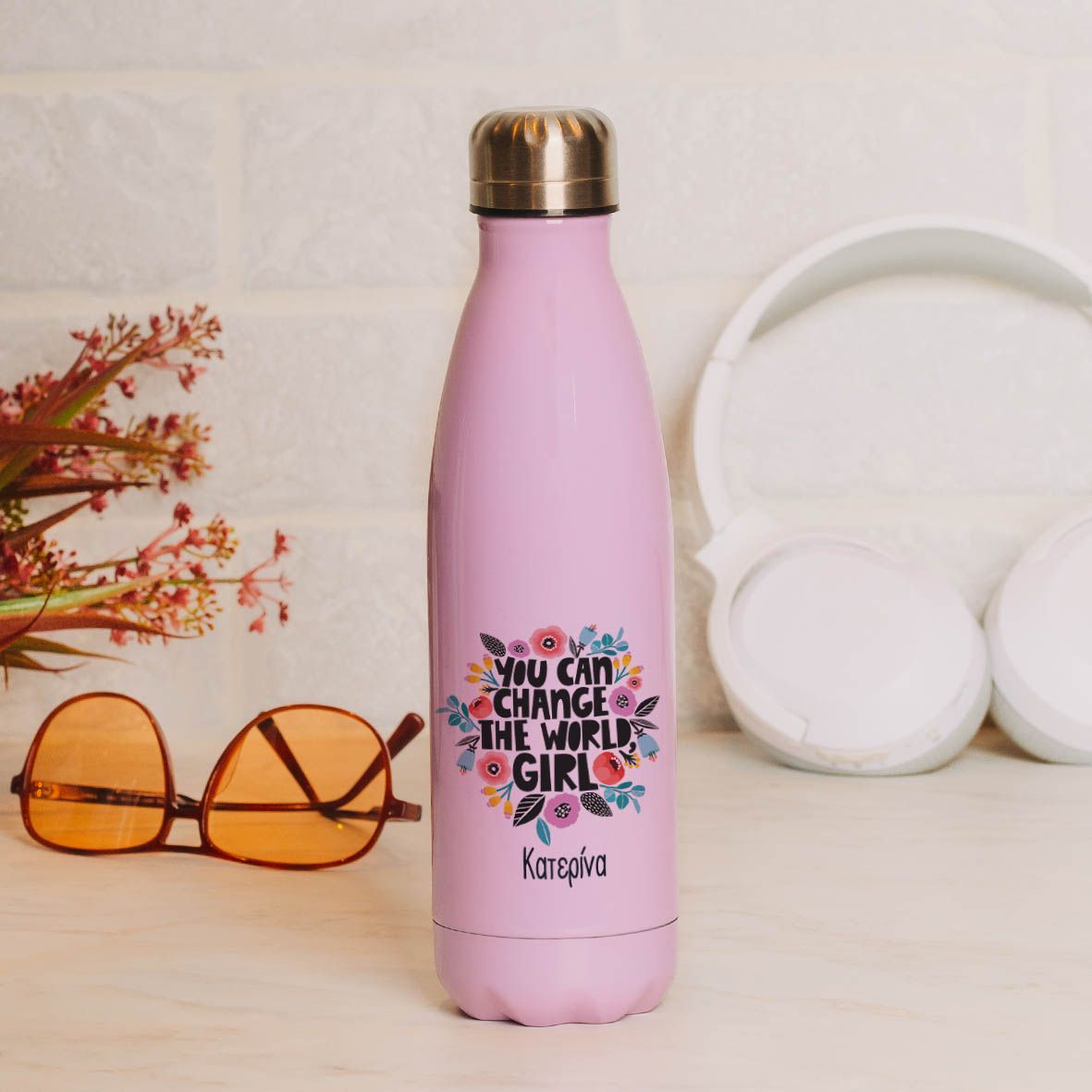 You Can Change the World - Μπουκάλι Θερμός 500ml - Μωβ