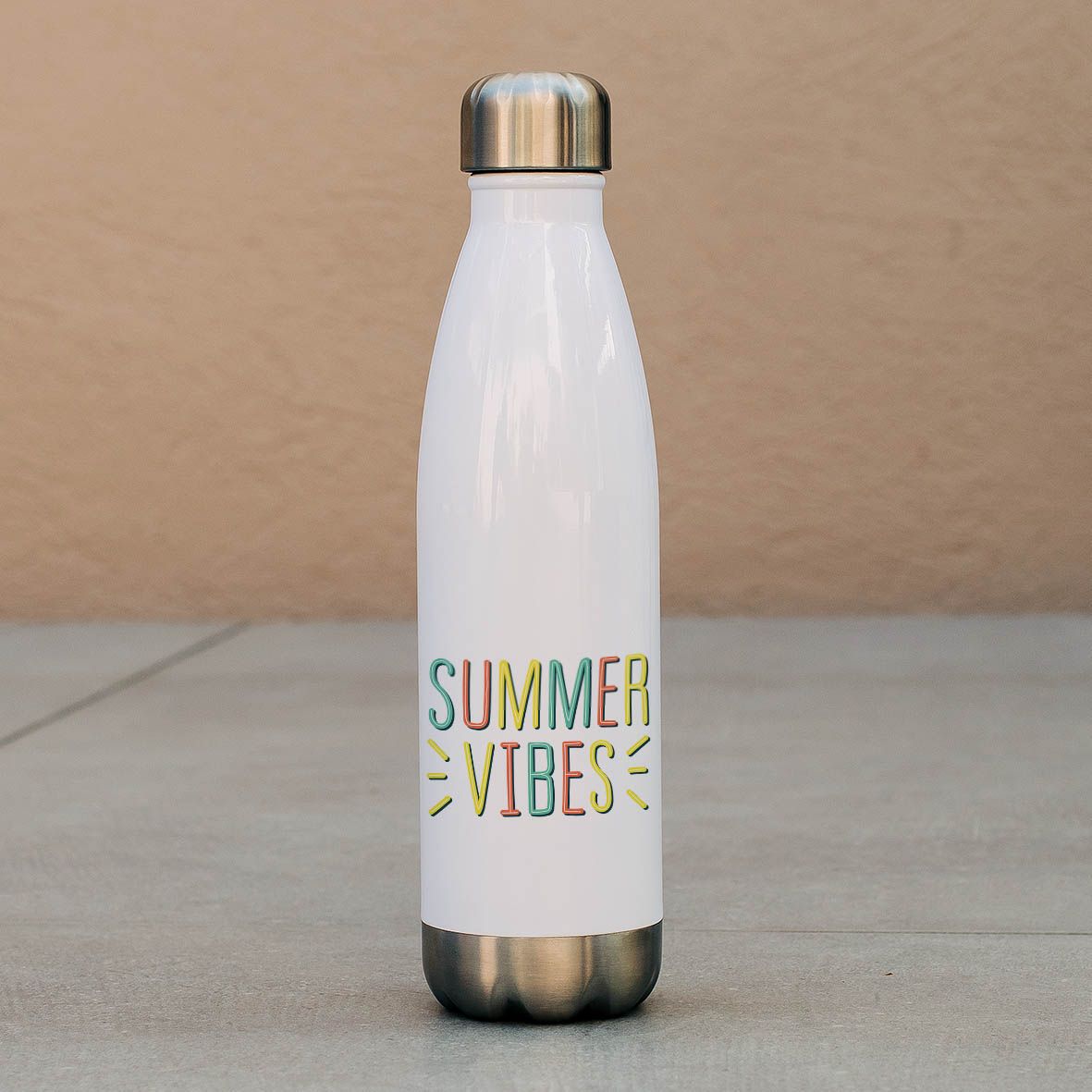 Summer Vibes - Μπουκάλι Θερμός 500ml - Λευκό