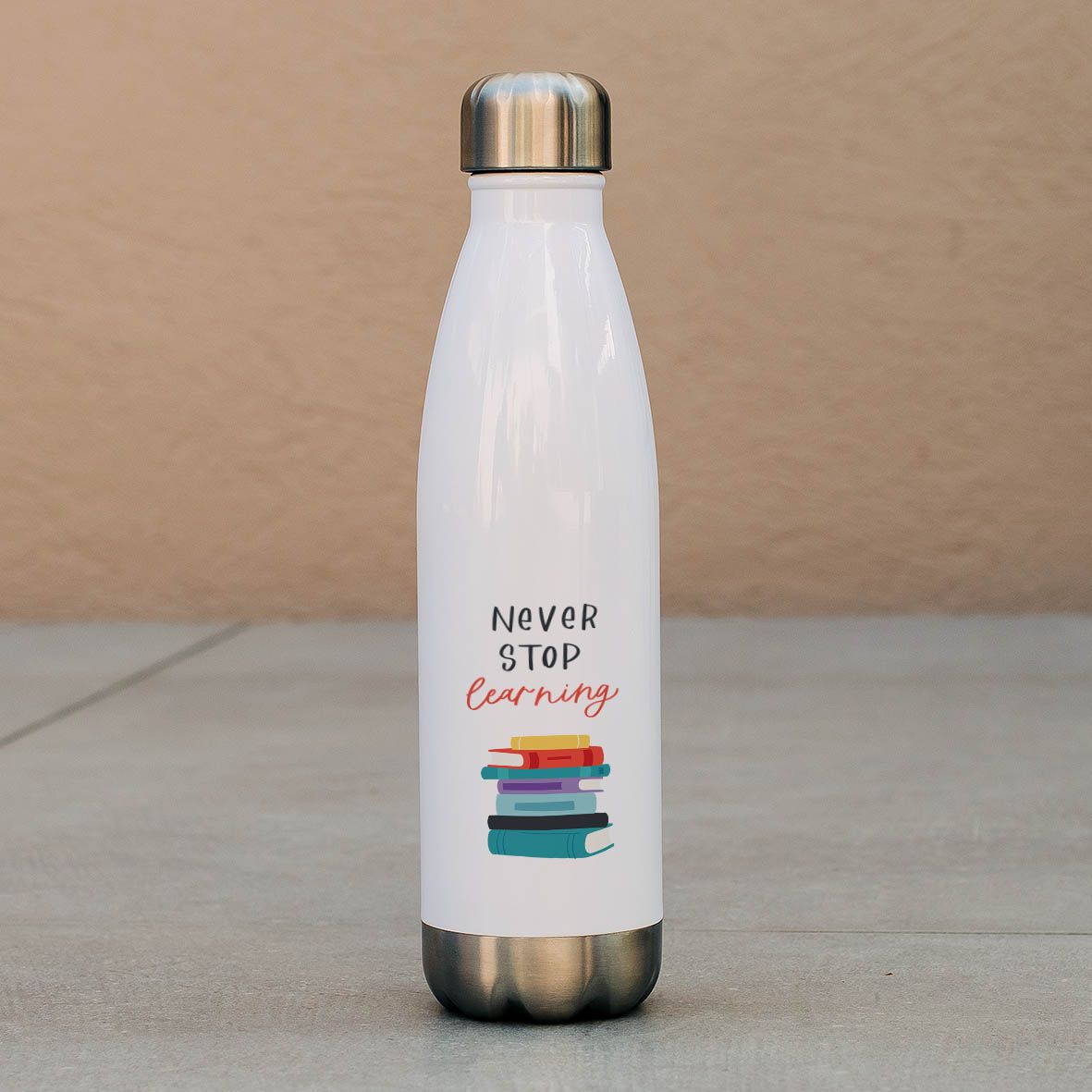 Never Stop Learning - Μπουκάλι Θερμός 500ml - Λευκό