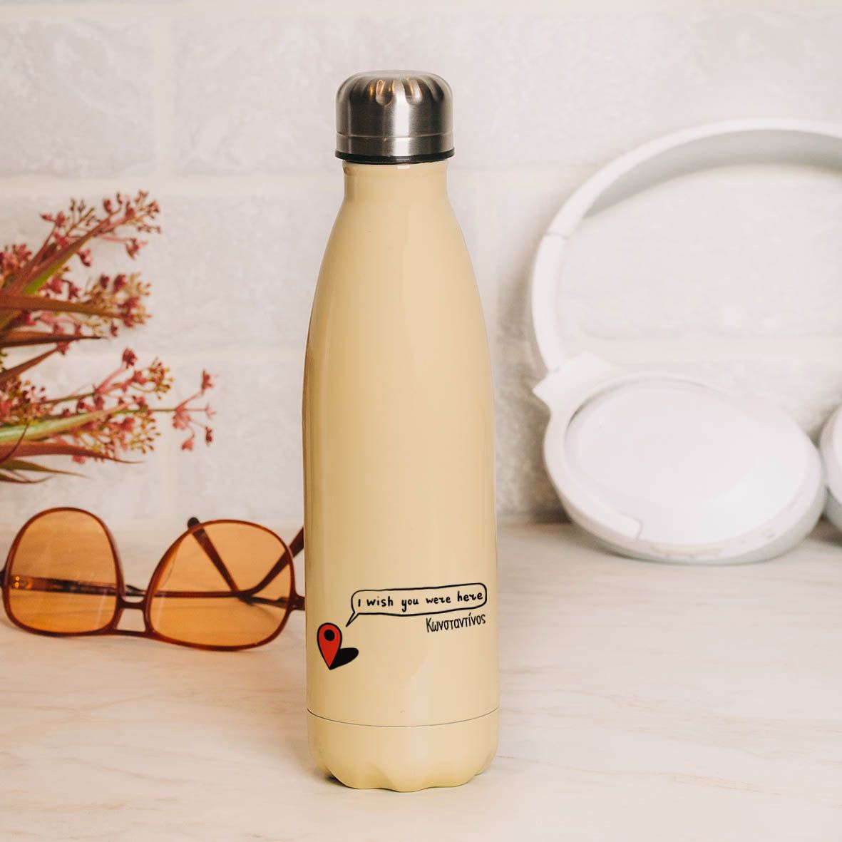 I Wish You Were Here - Μπουκάλι Θερμός 500ml - Κίτρινο