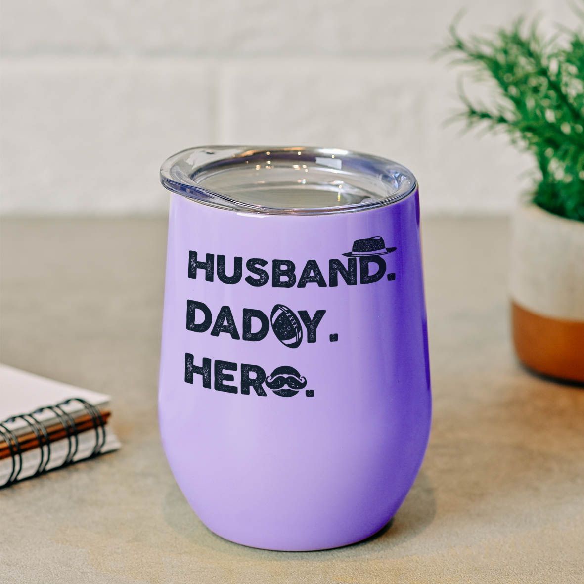 Husband, Daddy, Hero - Κούπα Θερμός 355ml - Μωβ